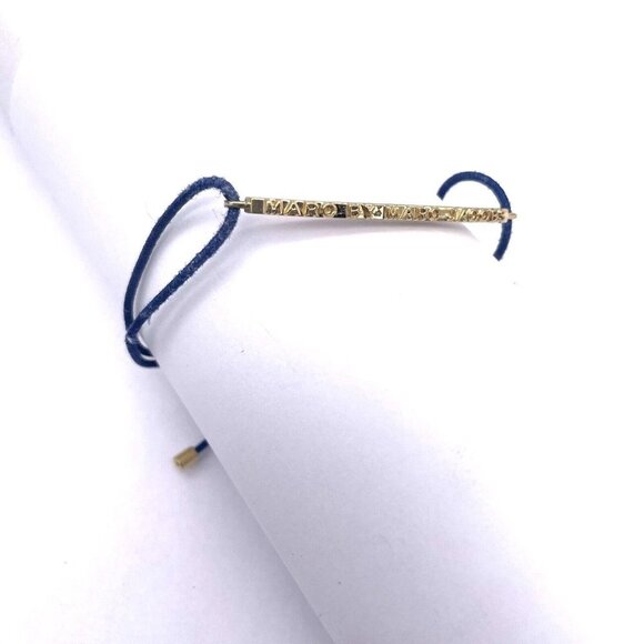 Marc by Marc Jacobs Stretch Blue Cord Gold Tone Bar Bracelet - Picture 1 of 4